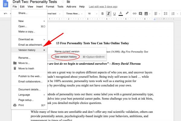 track changes in google docs