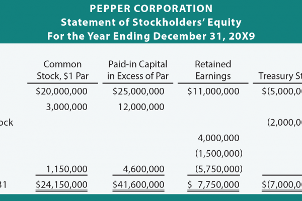 Statement of stockholders equity