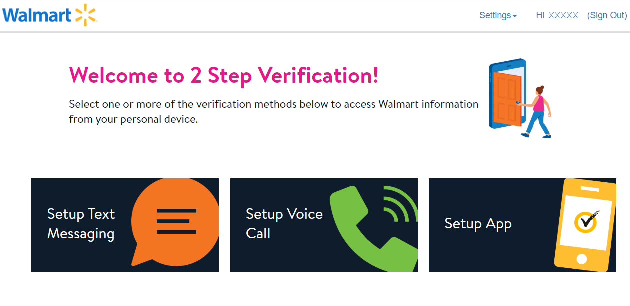 walmart 2 step verification